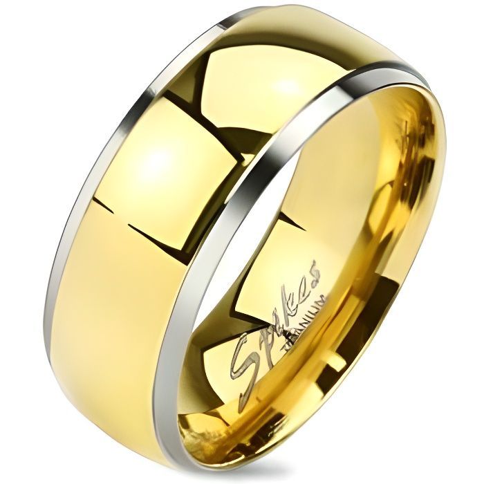 Engagement ring for women and men, titanium, silver, gold plated, couple (70)