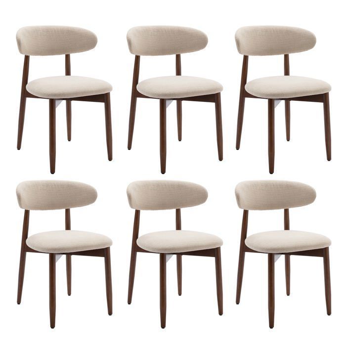 Set of 6 sturdy and elegant chairs in a minimalist Nordic style, ideal for the dining room and kitchen - Beige