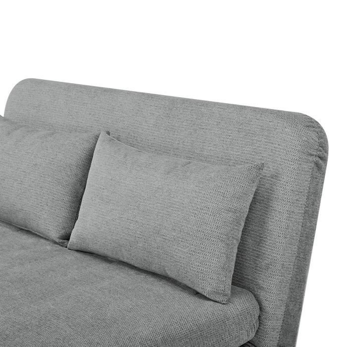 Sofá cama BZ - 2 plazas - Tela gris claro - 130 x 90 x 81 cm - DEPLO