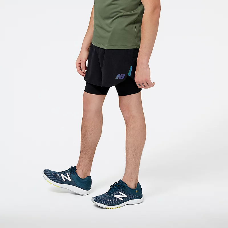 Heren Q Speed 5-inch 2-in-1 shorts - Zwart