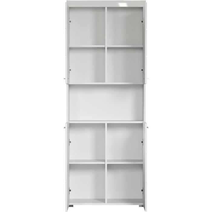 Bathroom cabinet, double column - 4 doors + 1 niche - W73 x D31 x H190 cm - White - AMANDA