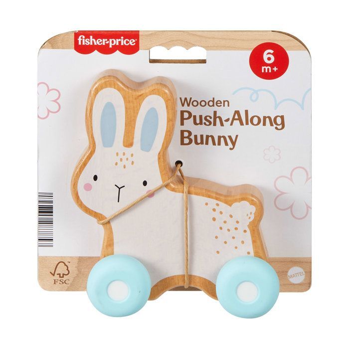 Fisher-Price puinen työntöjänis - ryömimislelu - 1 kpl - 6 kuukauden ikäisille+ - JDM52