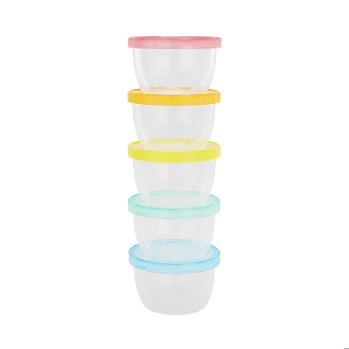 Badabulle 5 BadaBowls Storage Pots - 250ml - Made in France - BPA Free