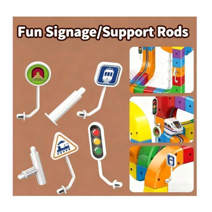 3-Piece Electric Train Set, Flexible Magnetic Racing Track, Gravity-Defying 3D Construction Tracks (51 Pieces)