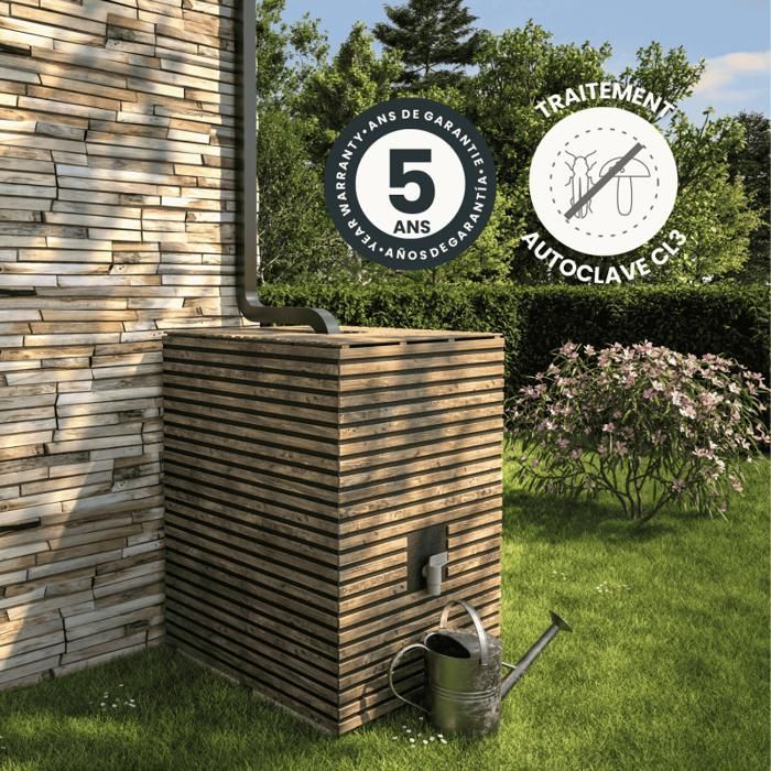 Coperchio in legno per raccoglitore d'acqua da esterno Kubo 105x120x153,2 cm
