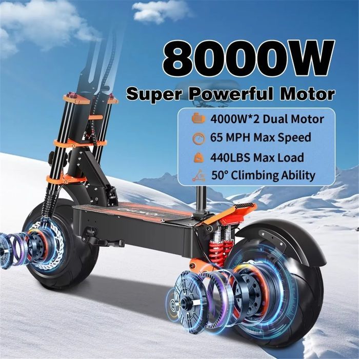 X8 PRO8000W double moteur 60v Scooter électrique14 pouces gros pneus tout-terrain vitesse maximale 95 km/h écran Lcd scooter