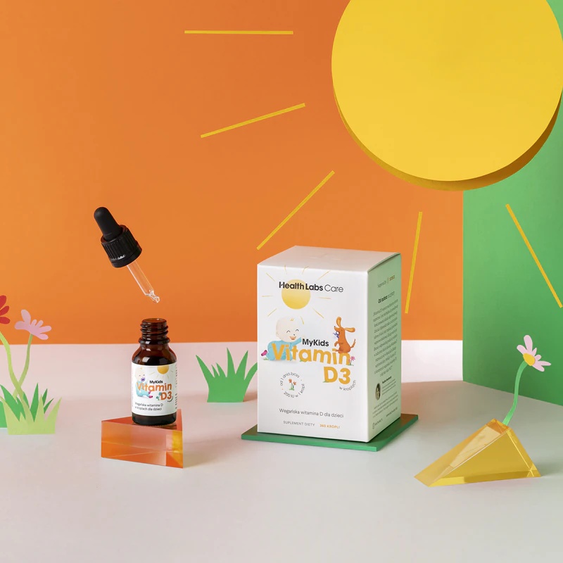 „Health Labs Care MyKids“ vitamino D3 maisto papildas, lašai imunitetui stiprinti