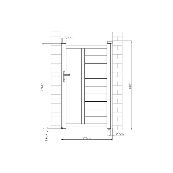 GREGOR semi-solid aluminum swing gate with pattern, 103 x 180 cm, anthracite