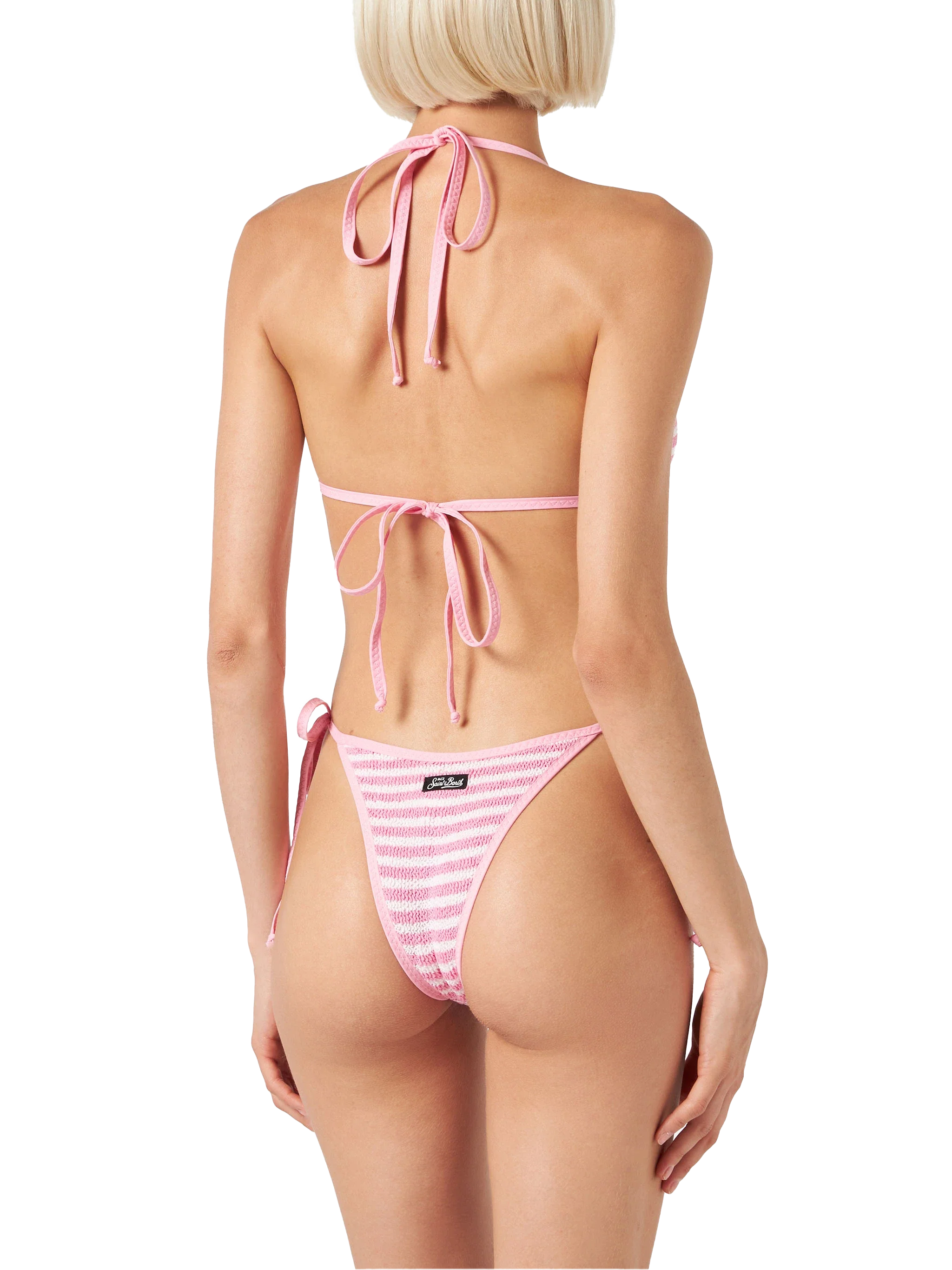 Damesbikini met kreukelpatroon en driehoekige vorm