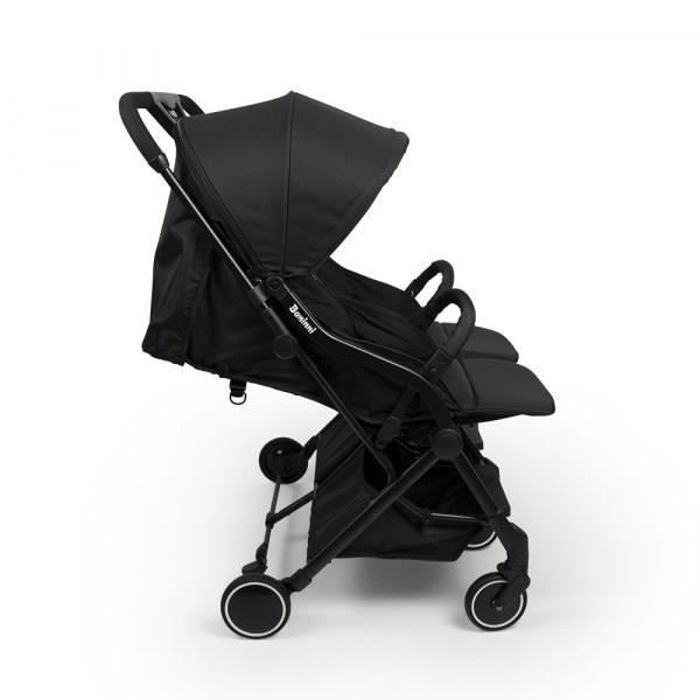 BANINNI Adige - Poussette Double Buggy - De 0 à 36 mois - Jusqu'à 15Kg - Noir