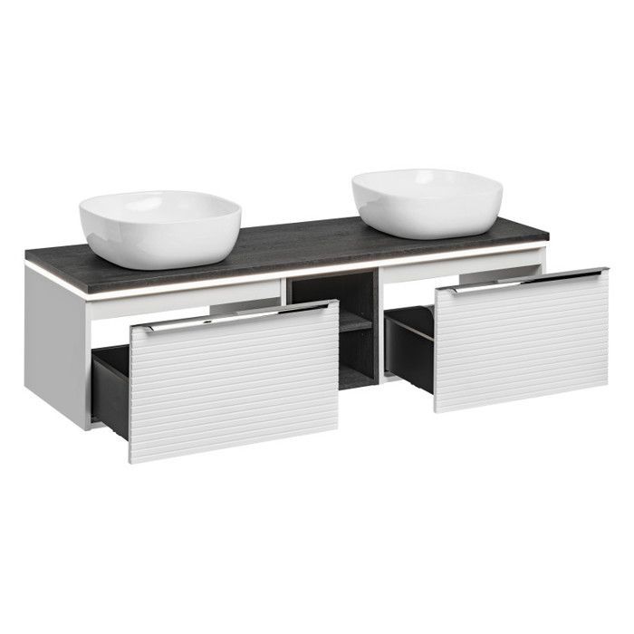 Badkamermeubel met dubbele wastafel - GENERIC - Camille Wit - 150 cm - Modern design - Zelfmontage vereist