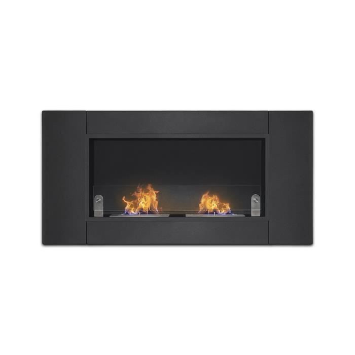 Chimenea de bioetanol empotrable - FRANKYSTAR - Augusto - 2 quemadores - 110x54 cm - Negra