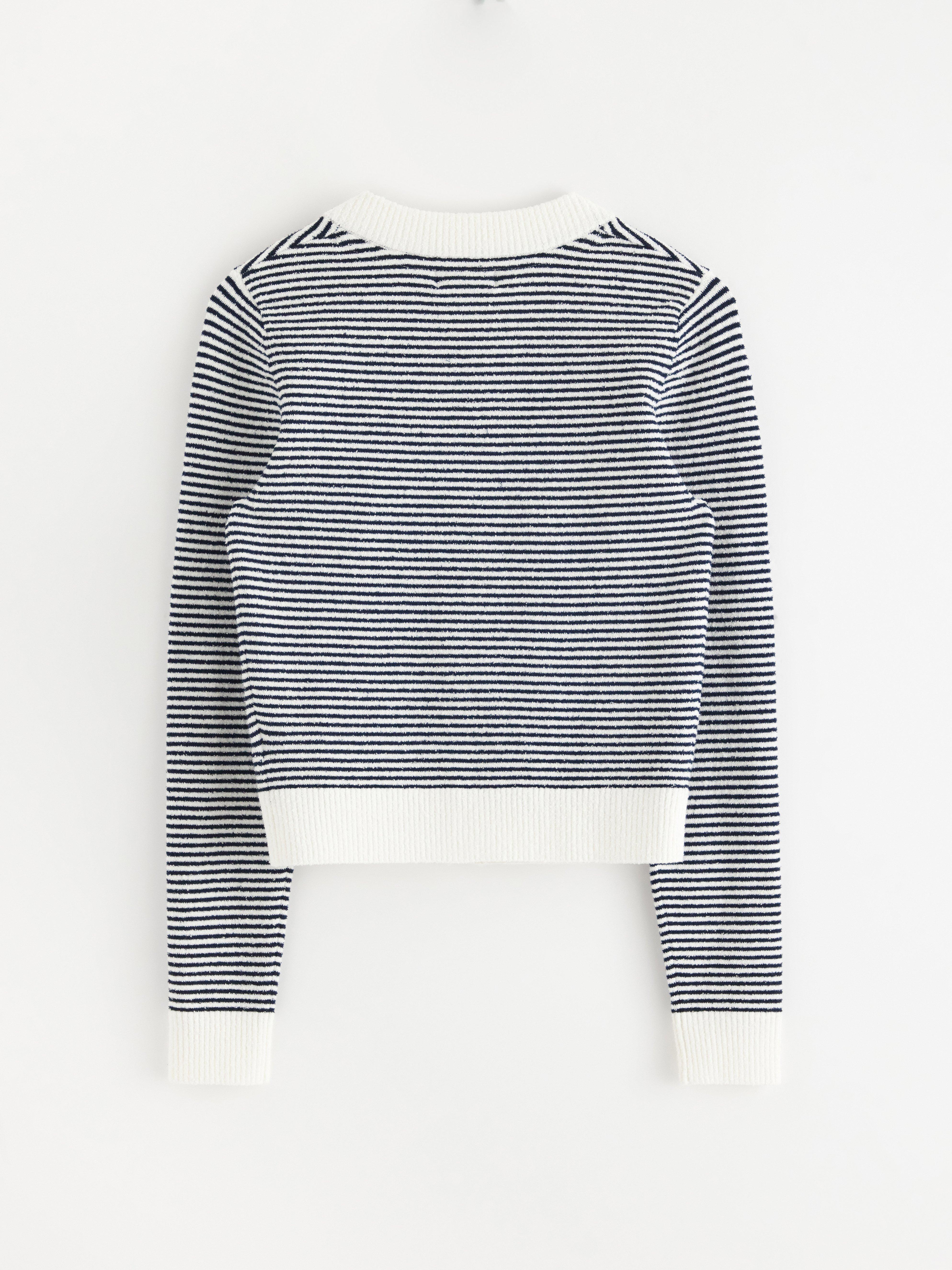Finstickad vest donkerblauw