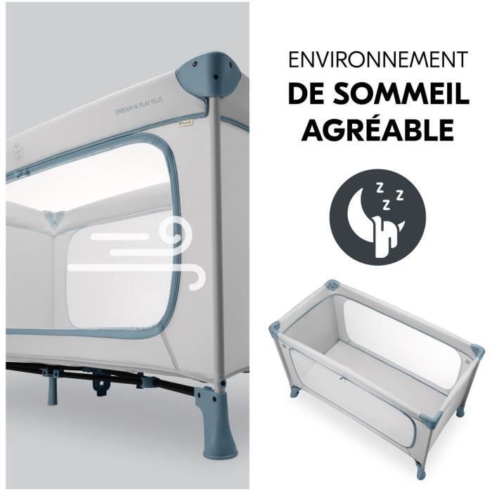 Lit de voyage - HAUCK - DREAM N PLAY PLUS - 60 x 120 cm - Dès la naissance - Pliable - Dusty blue
