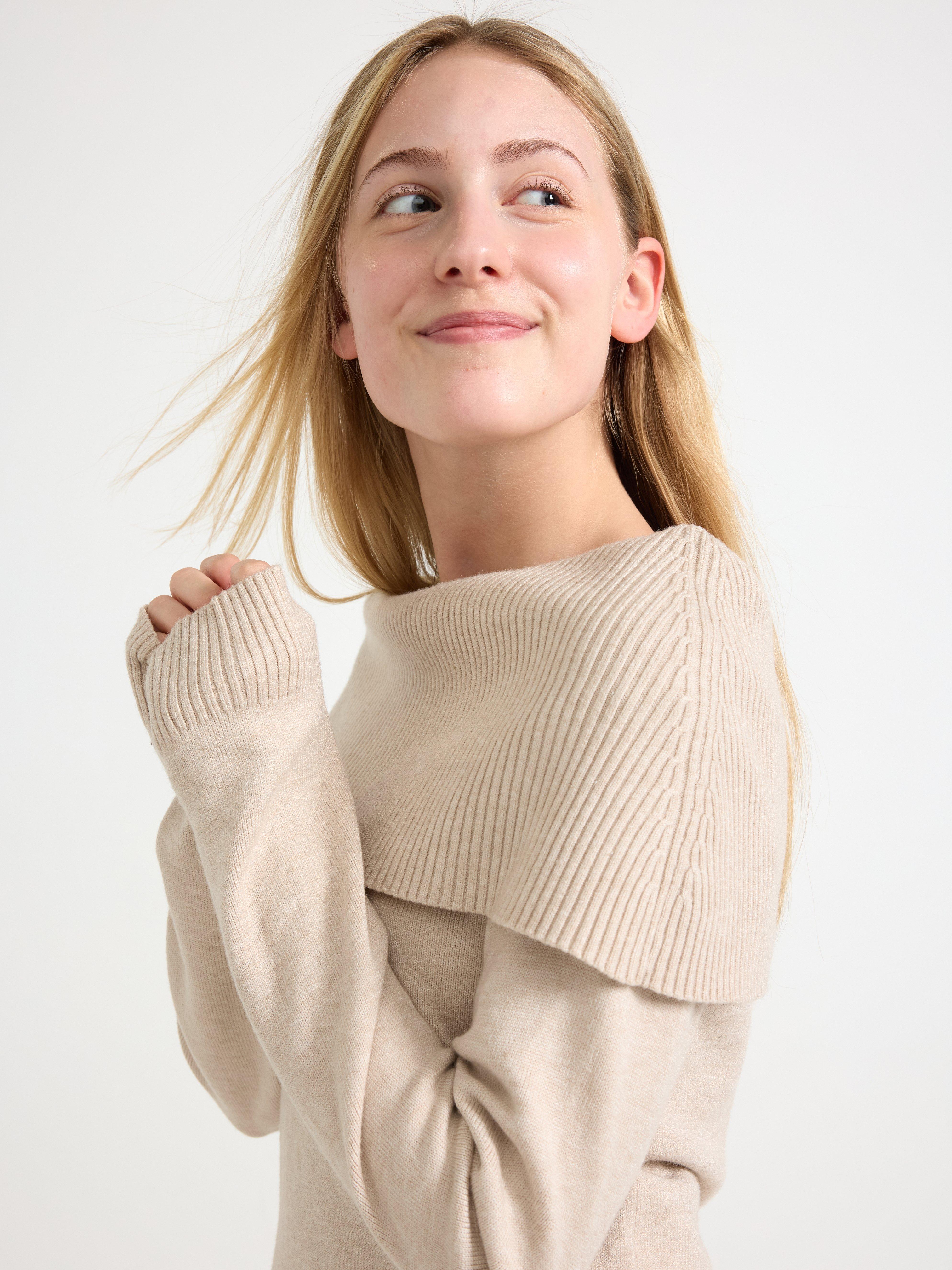 Genser med bare skuldre Beige melert