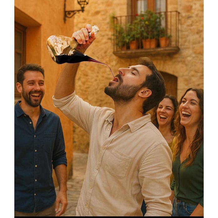 Decantador de vinho artesanal em vidro - FEBEST - 1000 ml - Transparente - Feito à mão - Aerador - Vidro reciclado - 22x26 cm