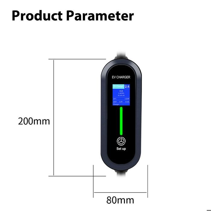Cargador portátil para vehículos eléctricos, tipo 2 IEC 62196 / GB/T, 3,5 m, 8~16 A, 3,5 kW, 110 V-250 V LED