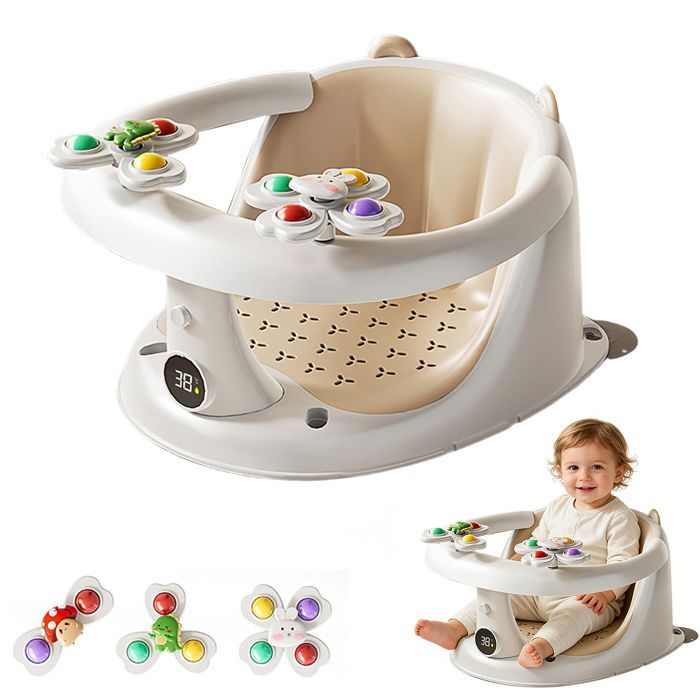 Asiento de baño para bebés, portátil y seguro, apto para la ducha o la bañera, y adecuado para niños de 1 a 3 años.