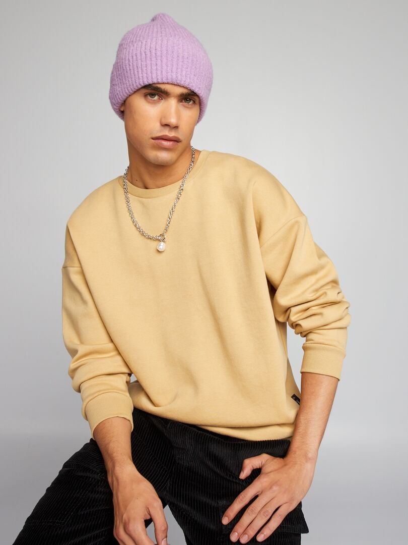 Effen fleece sweatshirt - BEIGE