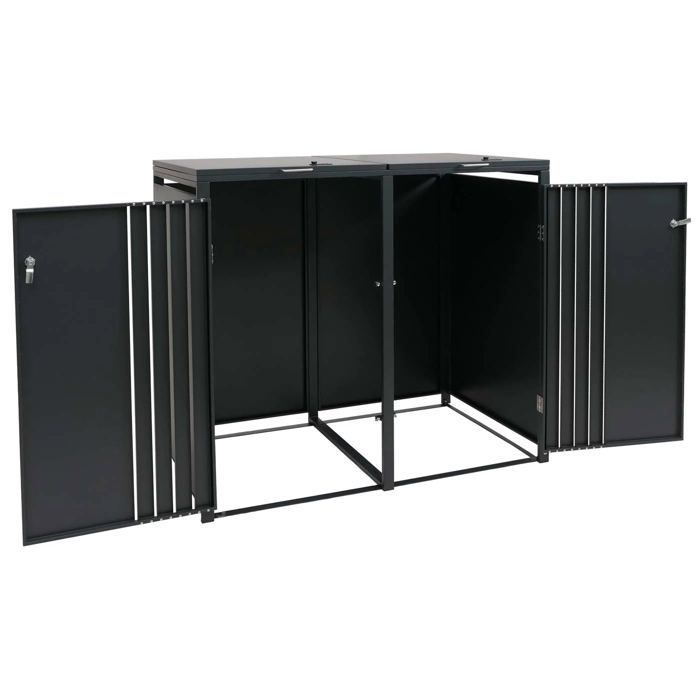 Caja para 2 contenedores - DÉCOSHOP26 - 04_000 - 122x132x84 cm - Acero galvanizado con recubrimiento en polvo - 80–240 L, con cerradura