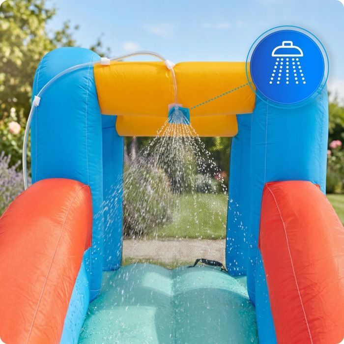 Castillo hinchable KINDI para niños, zona de juegos hinchable para jardín con tobogán acuático.