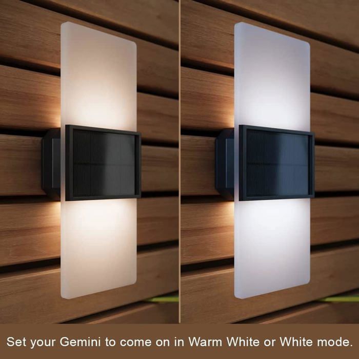 Apliques solares de exterior Gemini, blanco y blanco cálido (juego de 2) Aplique de exterior multicolor