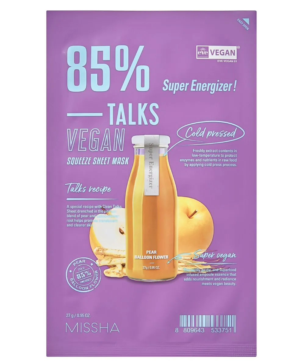 Missha Talks Vegan Squeeze Maska w płachcie, Super Energizer