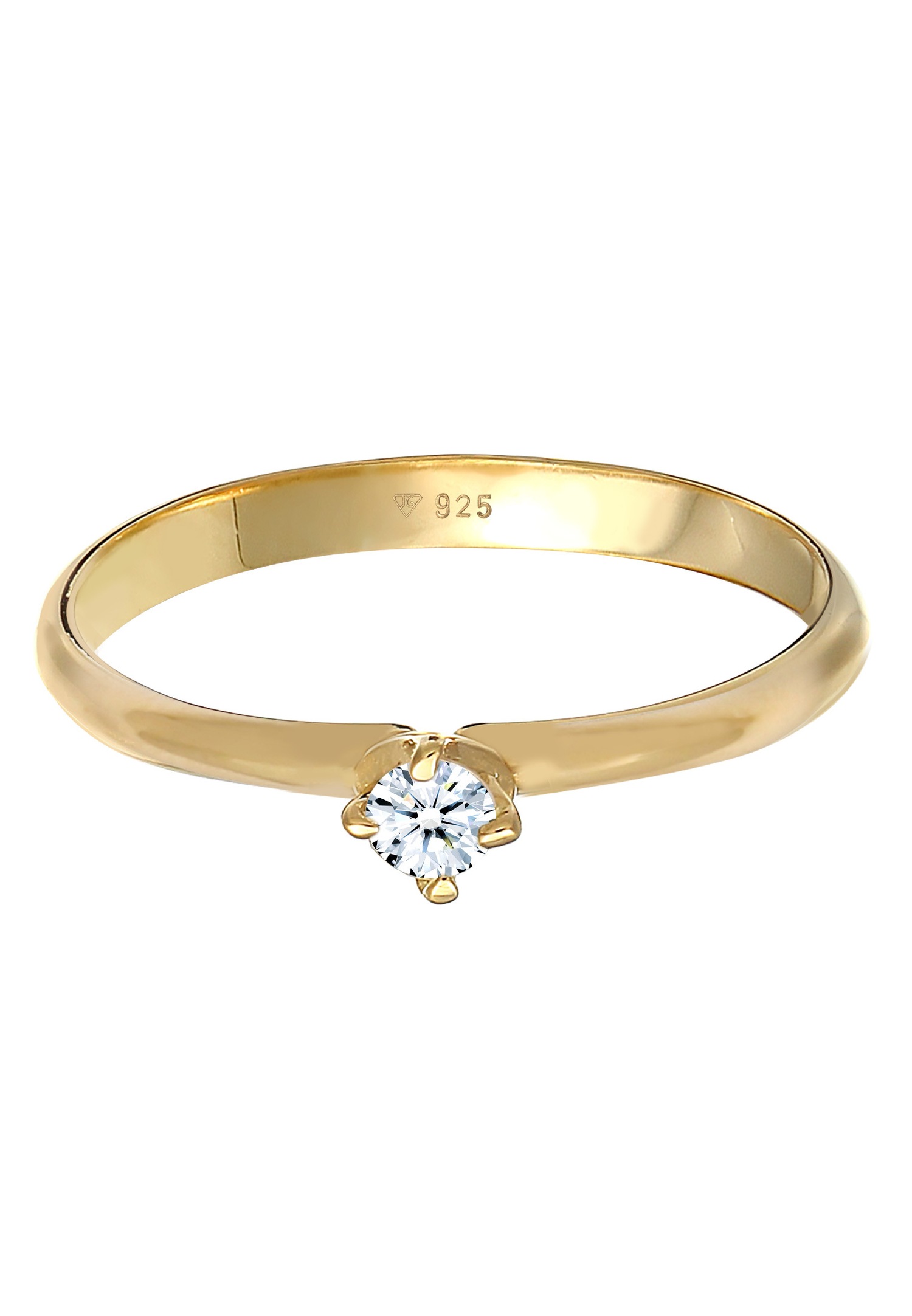 Elli DIAMONDS Bague Solitaire Femme Filigrane Classique avec Diamant (0.11 ct.) en Argent Sterling 925