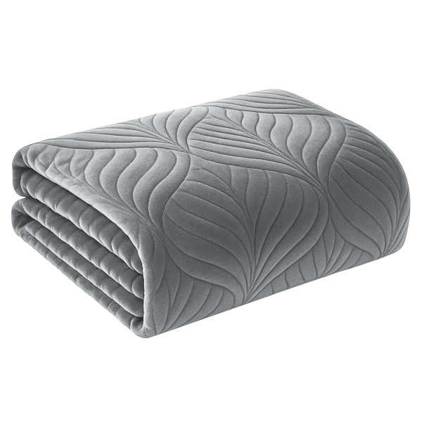 Narzuta na łóżko welwet Selia Deco Jasnoszara 200x220cm