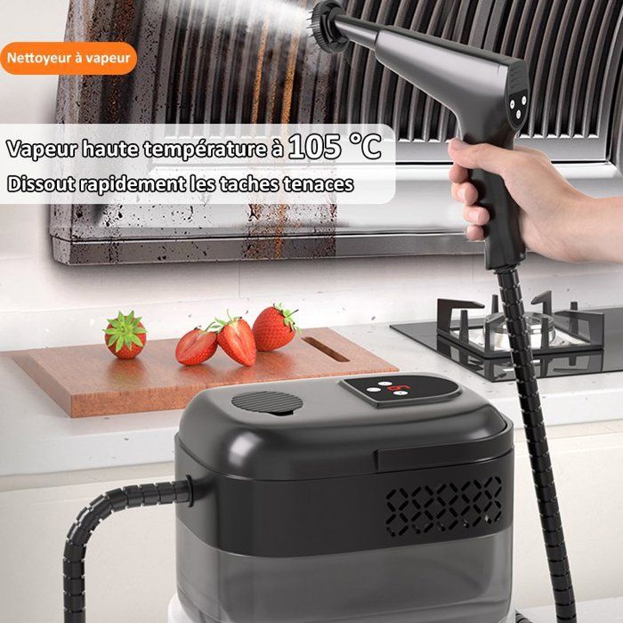 Pulitore a vapore portatile, alta temperatura e pressione, 6 impostazioni regolabili, 2500 W con 11 accessori, 3 bar, per pavimenti, bagni, cucine e auto.
