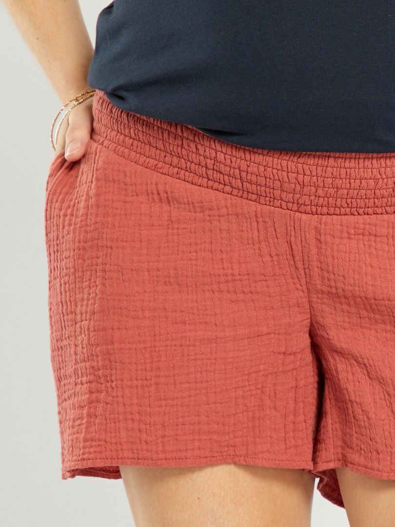 Zwangerschapsshorts van katoenen gaas - ROOD
