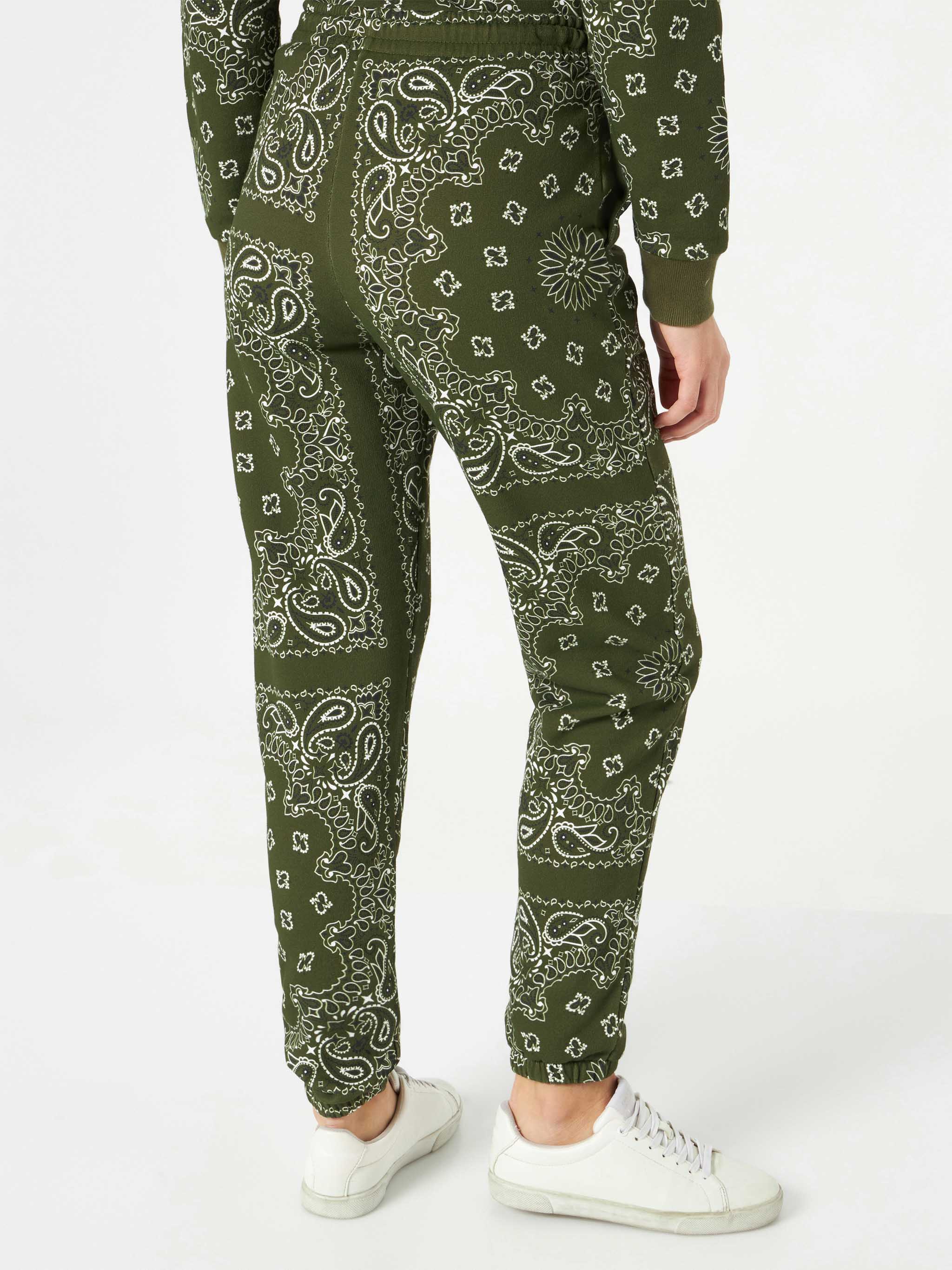 Damesjoggingbroek met groene bandana-print
