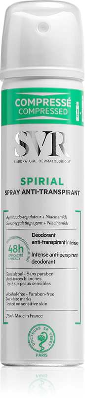 Spray antitranspirante SVR Spirial com efeito de 48 horas.