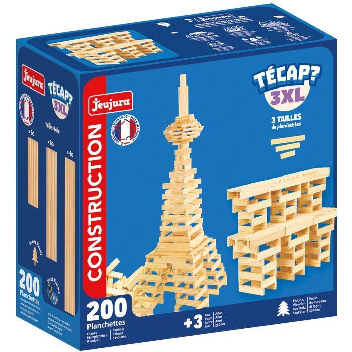 JEUJURA – Holzbaukasten – TECAP 3XL – 200 Teile – ab 3 Jahren