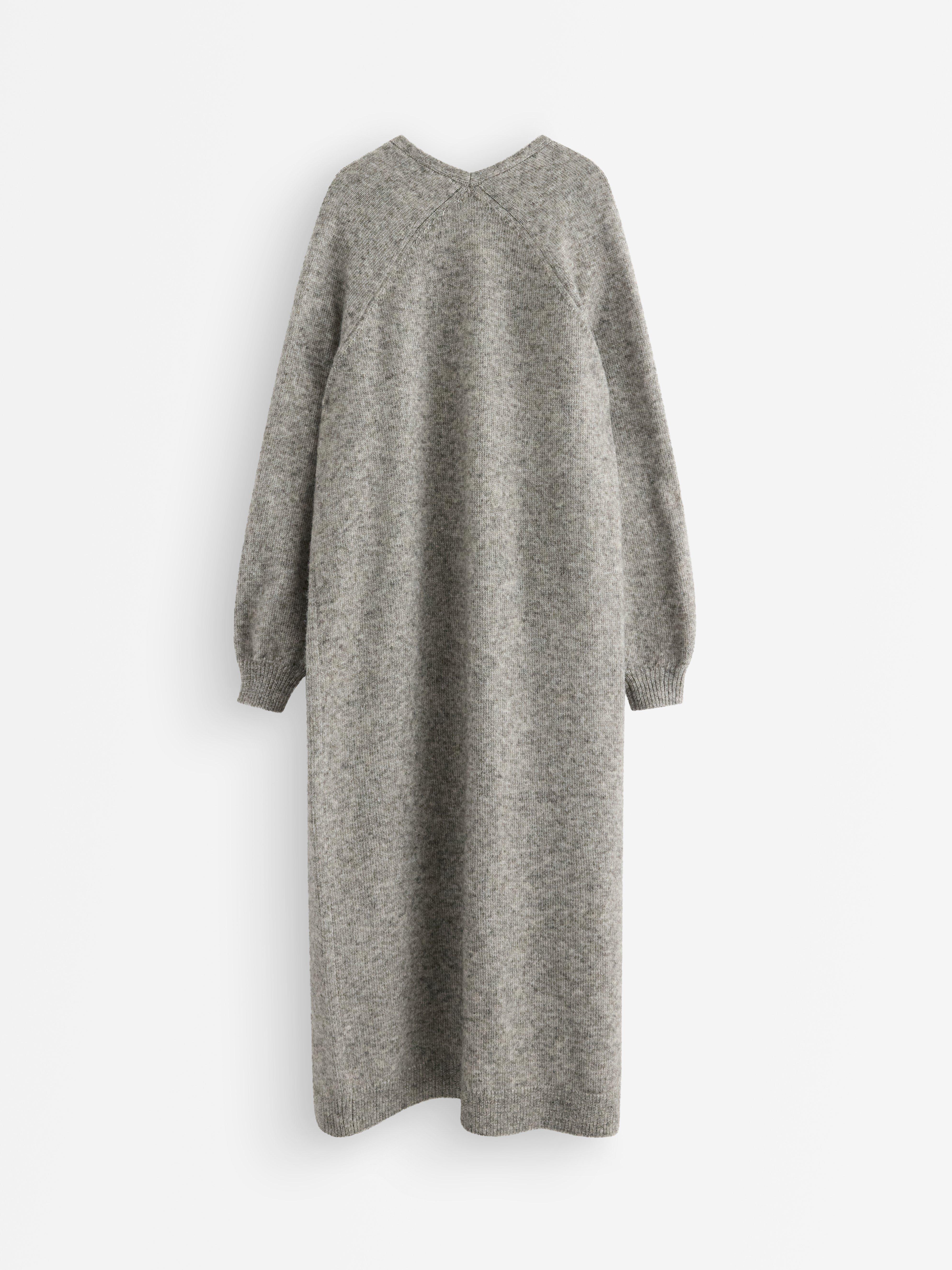 Strikket lang cardigan Gråmelert