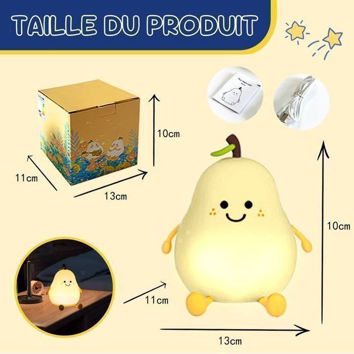 Luz nocturna recargable para bebés - Lámpara de mesita de noche táctil de silicona para niños y maternidad - 7 colores LED