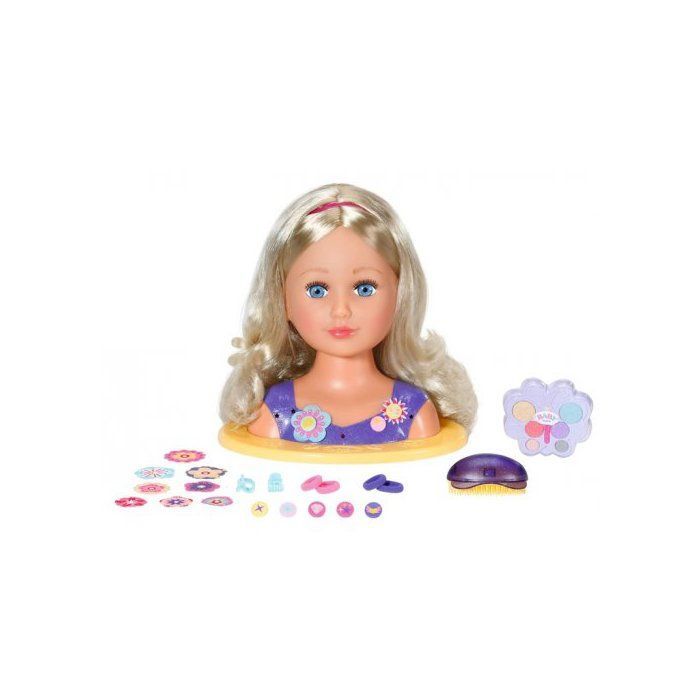 Deluxe 27-piece styling and makeup head - Baby Born Sister doll - Large blonde model - Hairstyling and