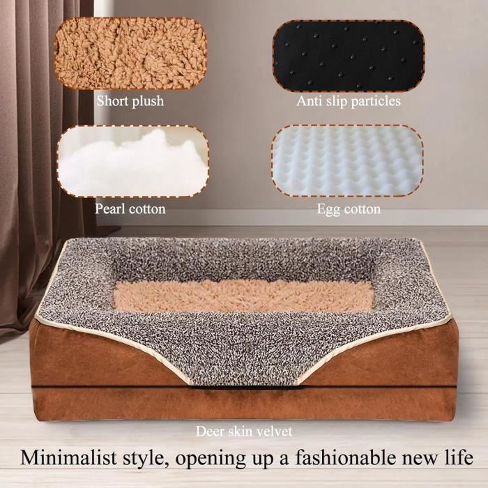 Sofá cama ortopédico para perros – espuma viscoelástica, funda lavable, antideslizante – 100×60×16 cm (gris)