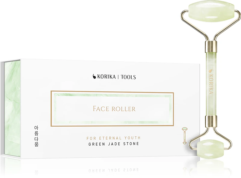 Rolo de Massagem Facial KORIKA Tools com Pedra de Jade Verde