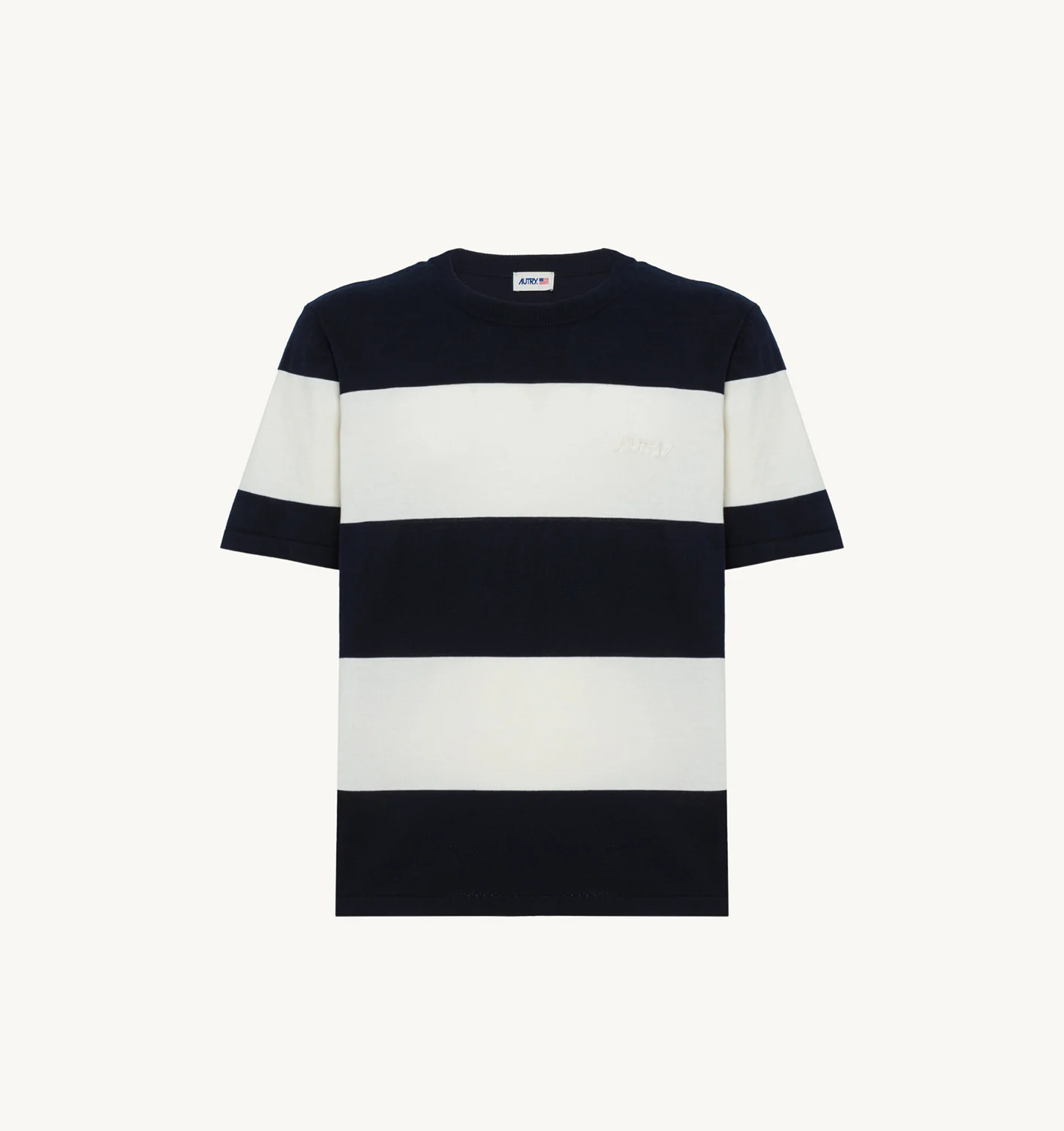 TRICOU DIN CREP CU DUNGI ALBE ȘI ALBASTRU