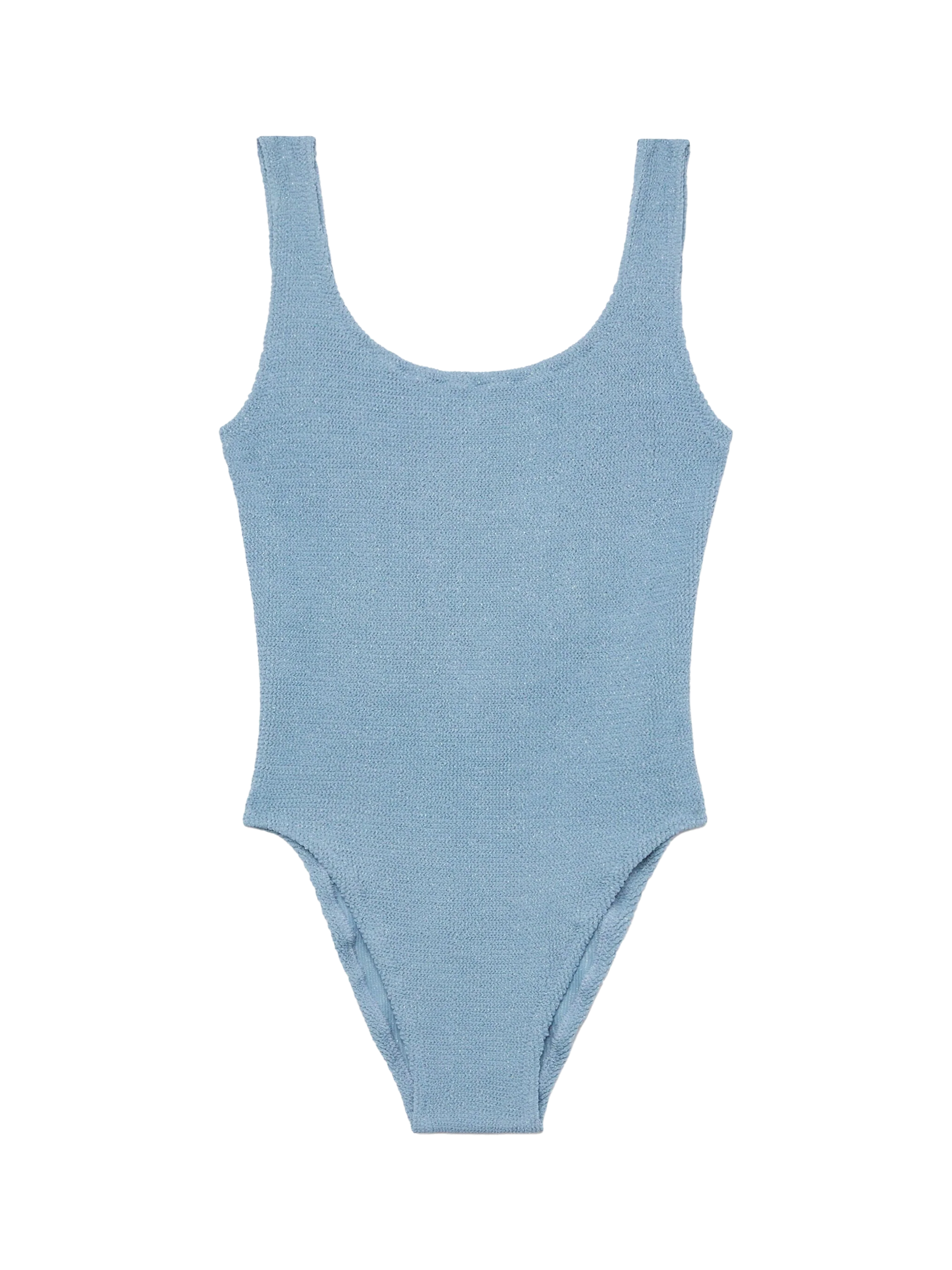 Lora crinkle lurex badpak uit één stuk in luchtvaartblauw