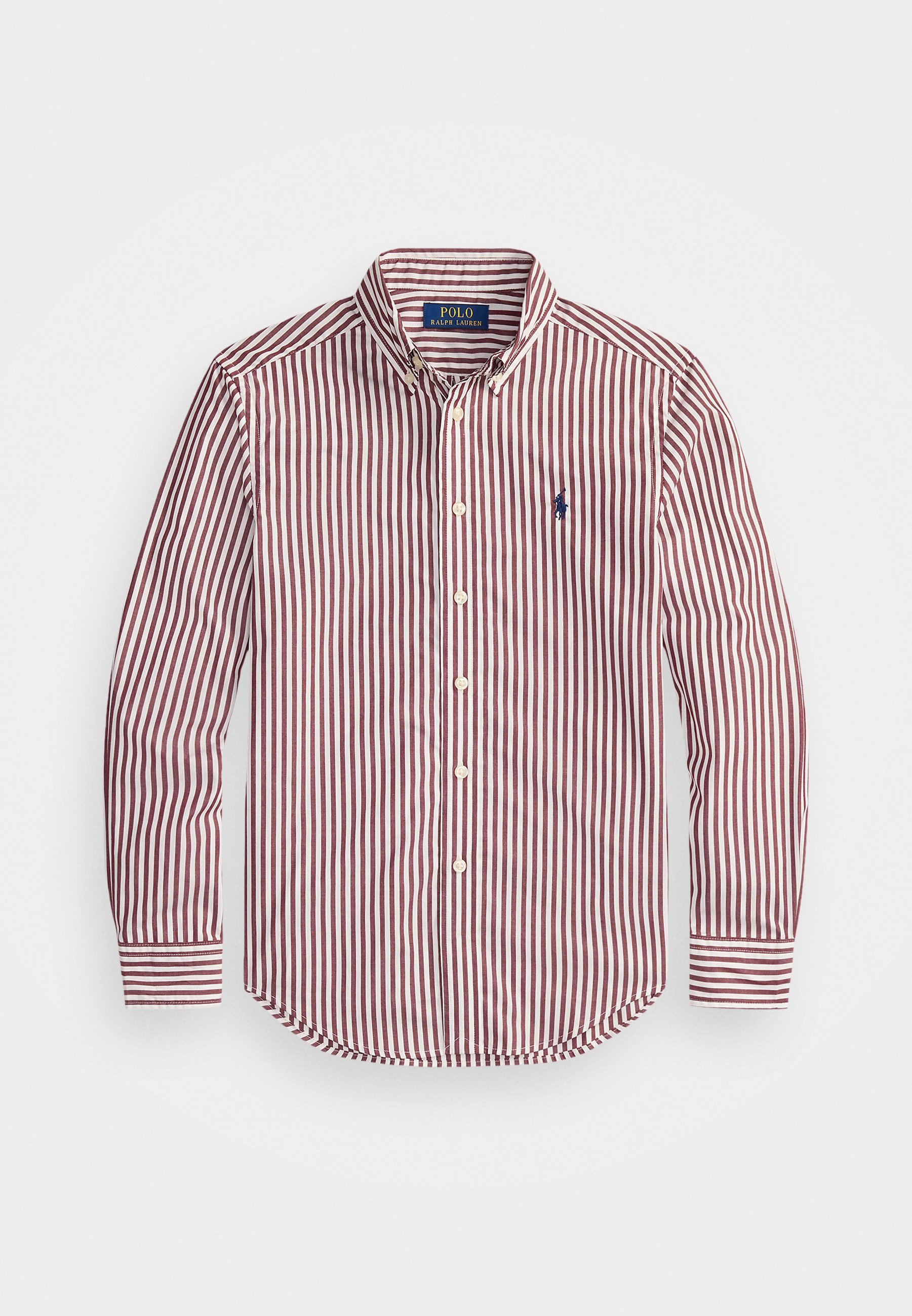 Polo Ralph Lauren gestreept katoenen poplin overhemd - Shirt - klassiek wijnrood/wit