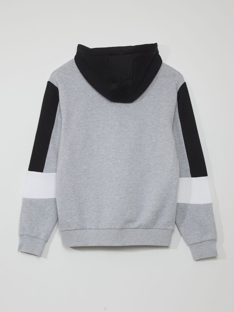 Hoodie met kleurblokken - GRIJS