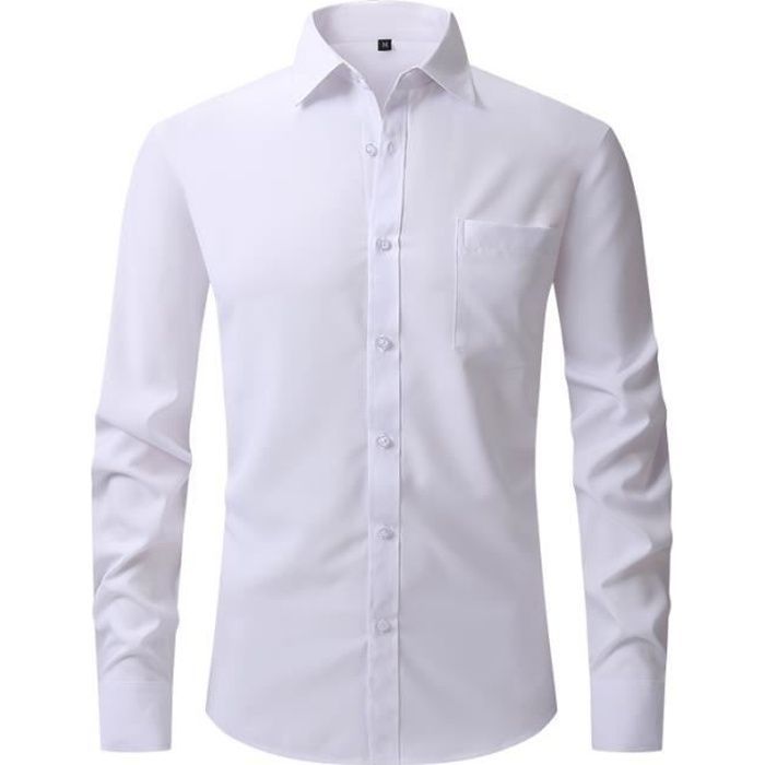 Men's Slim Fit Shirt with Turn-Down Collar, Long Sleeves, Casual Style with Chest Pocket, Solid Color