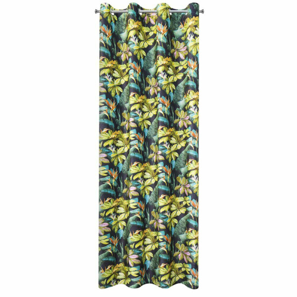 Zasłona LIVY 140x250 cm zielone liście kwiaty