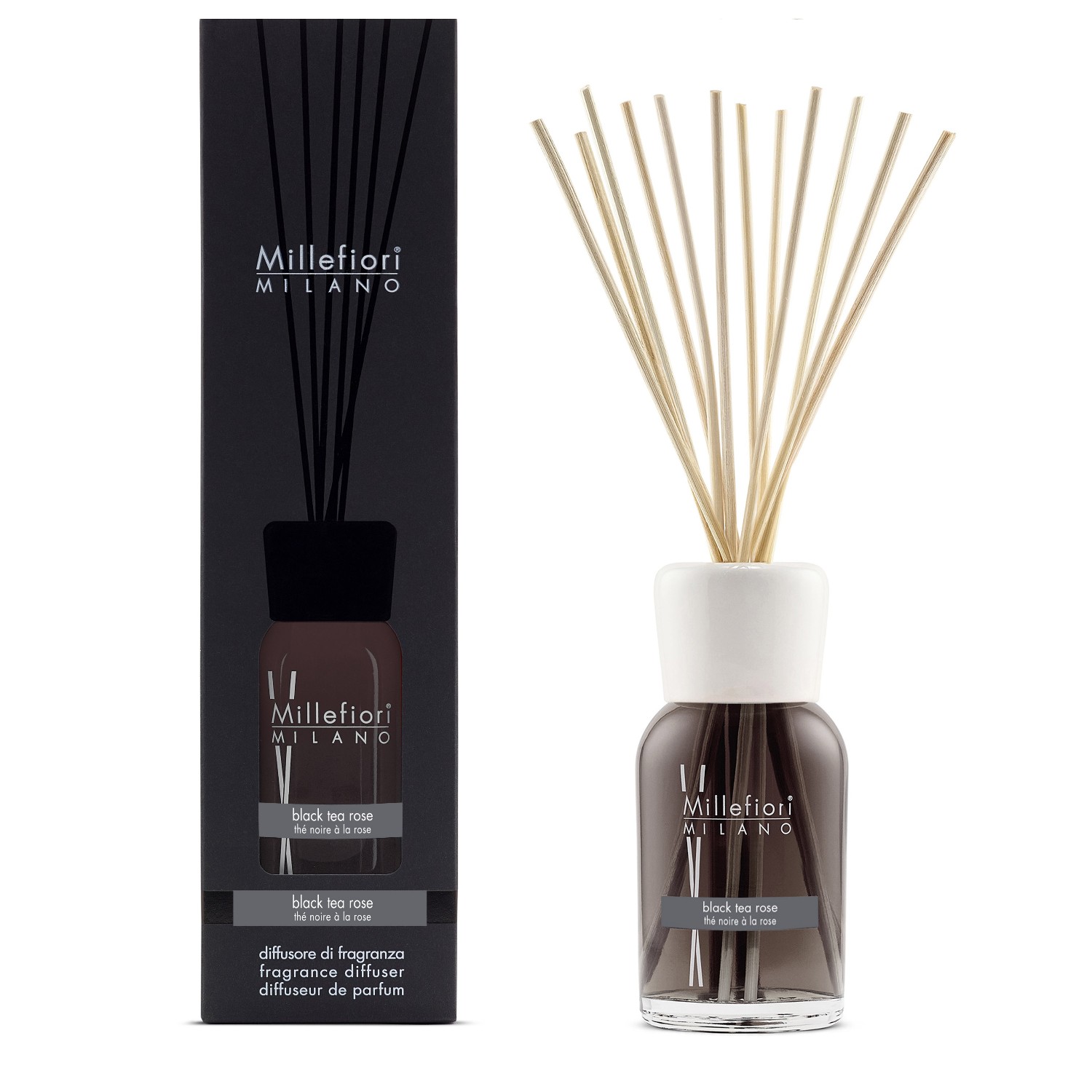 Millefiori MILANO Diffuseur à bâtonnets, thé noir à la rose
