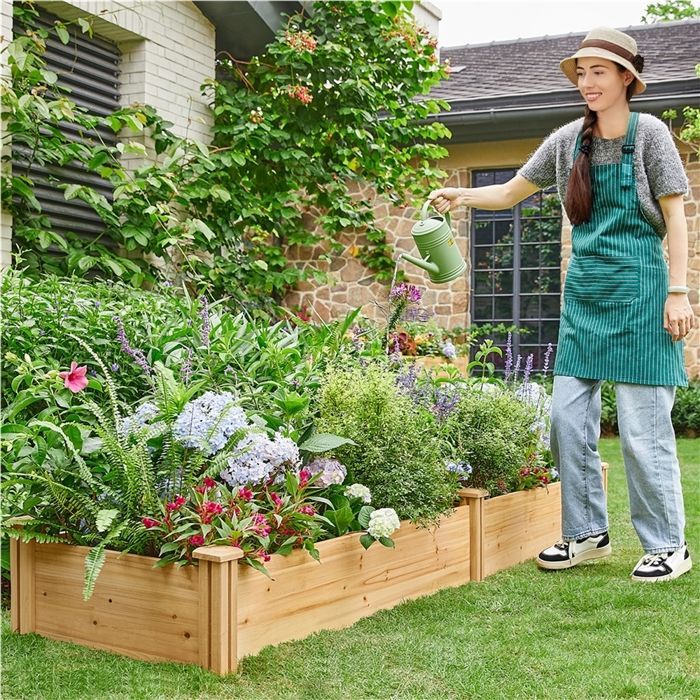 Yaheetech Wooden Raised Garden Bed, Outdoor/Indoor Vegetable Planter, Flower and Vegetable Planter, 245.5 × 62.5 × 27 cm