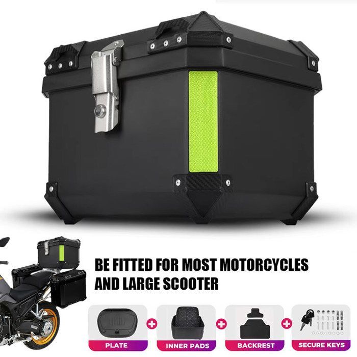 Caja de almacenamiento para motocicleta de 45 litros, caja universal para casco de motocicleta de 45 litros, maleta trasera para equipaje, con cerradura.