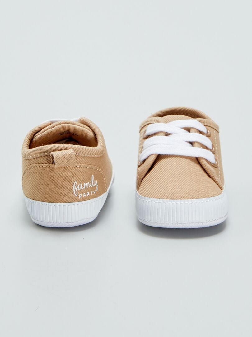 Lage katoenen sneakers - BEIGE