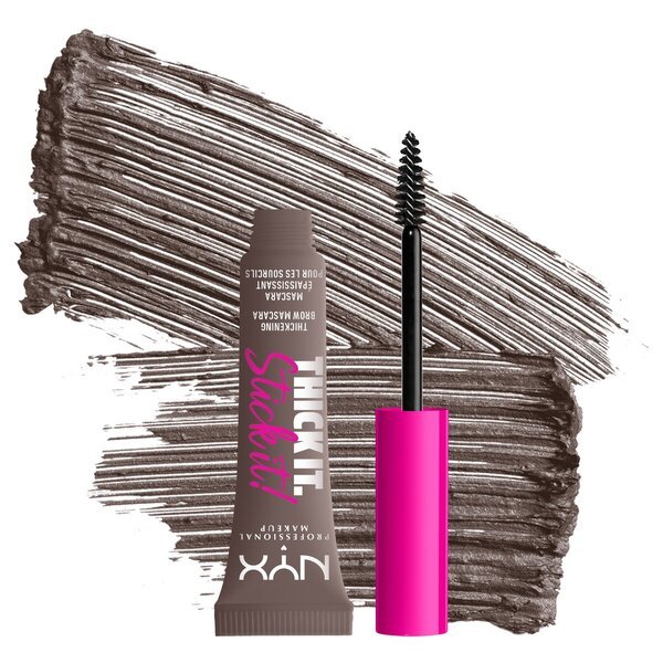 NYX Professional Makeup Thick It. Stick It! Vēsi pelnu brūnas uzacu skropstu tuša<br>